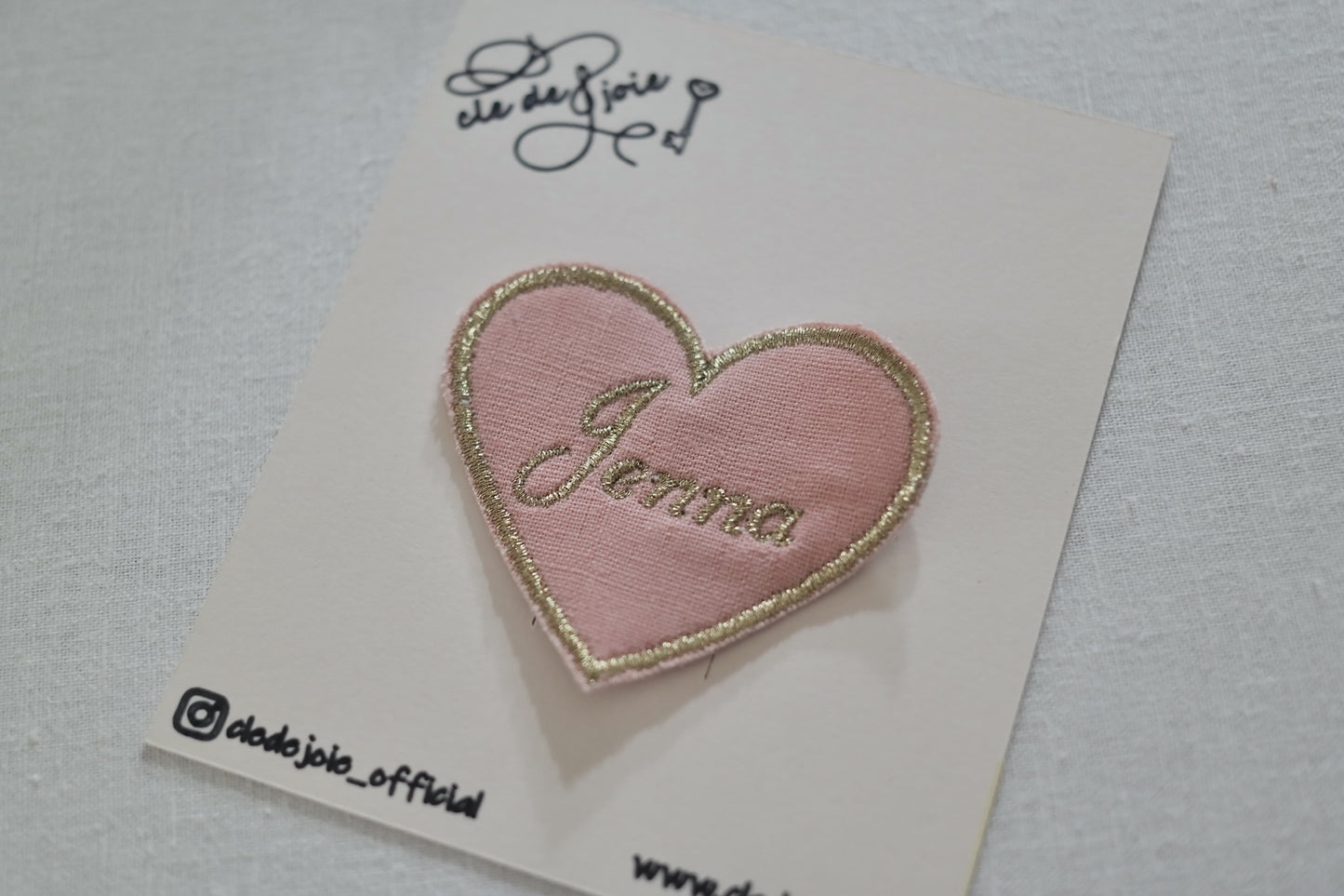 Heart Name Embroidered clip