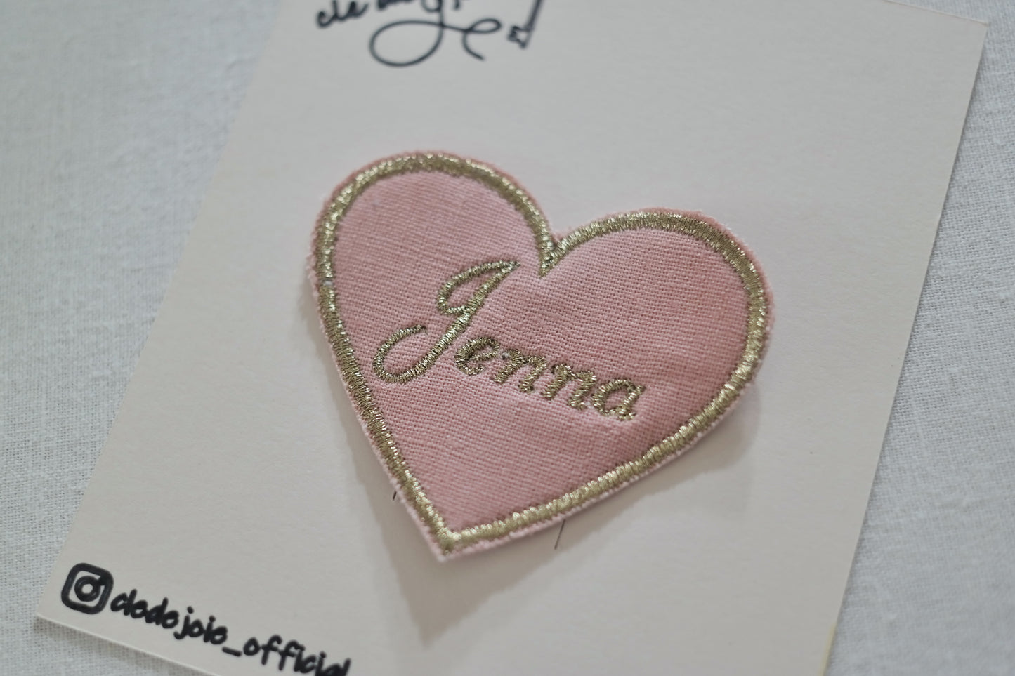 Heart Name Embroidered clip