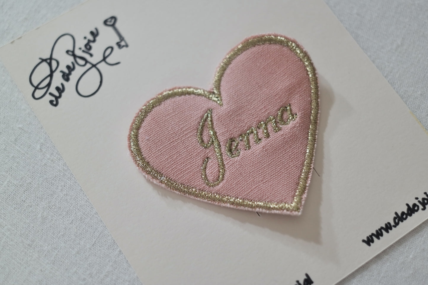 Heart Name Embroidered clip