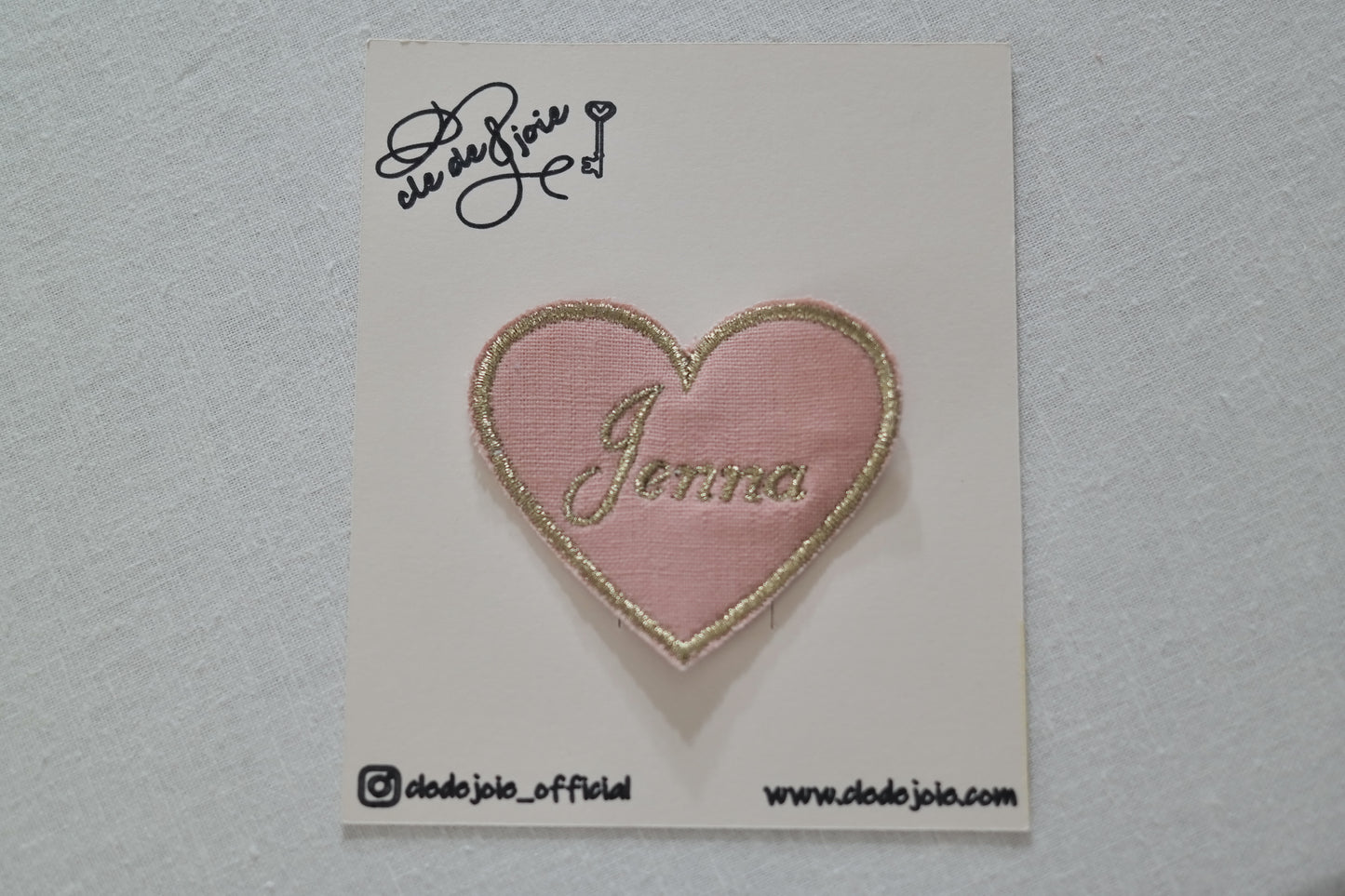 Heart Name Embroidered clip